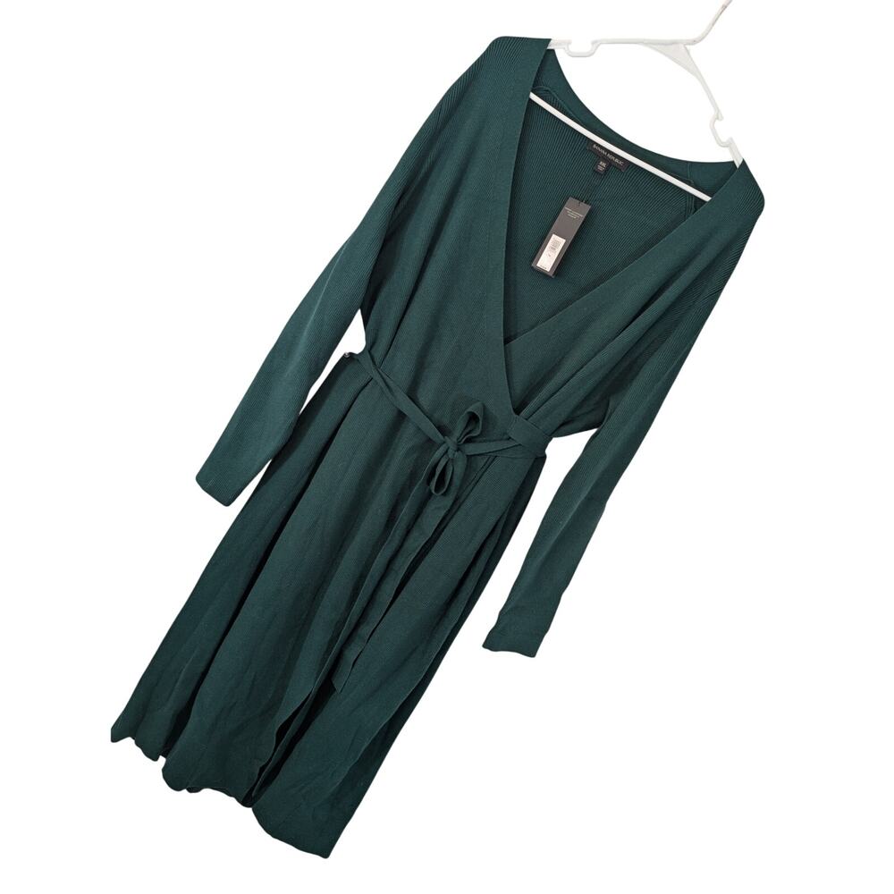 NWT@$140! BANANA REPUBLIC! FOREST GREEN KNIT, BELTED WRAP SWEATER DRESS! SZ XXL